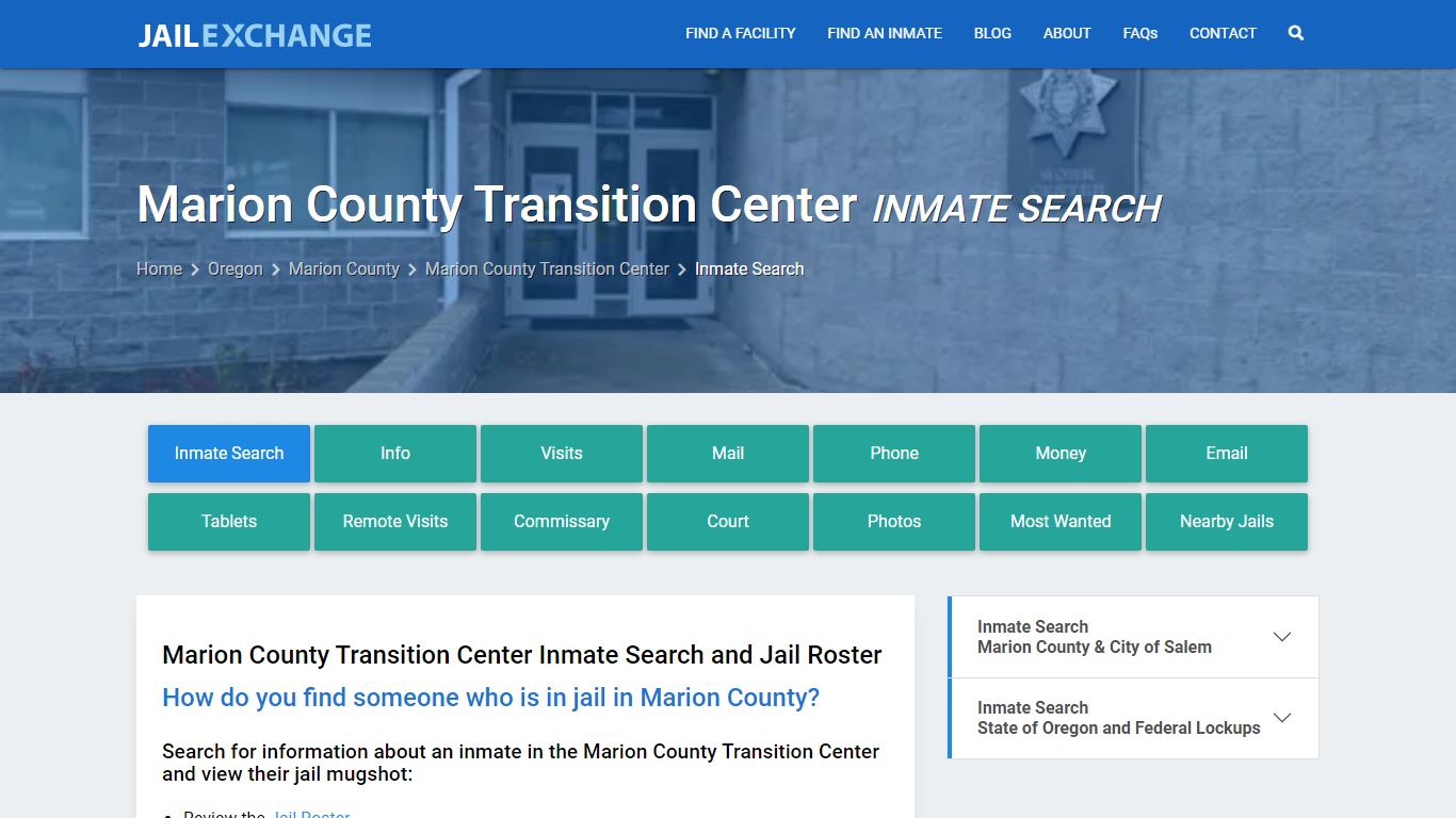 Marion County Transition Center Inmate Search - Jail Exchange